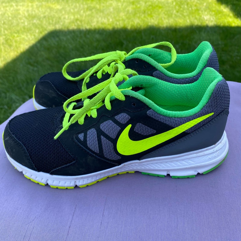 Nike Court Downshifter 6 Black Neon Yellow Sneaker Shoe Youth Sz 3Y